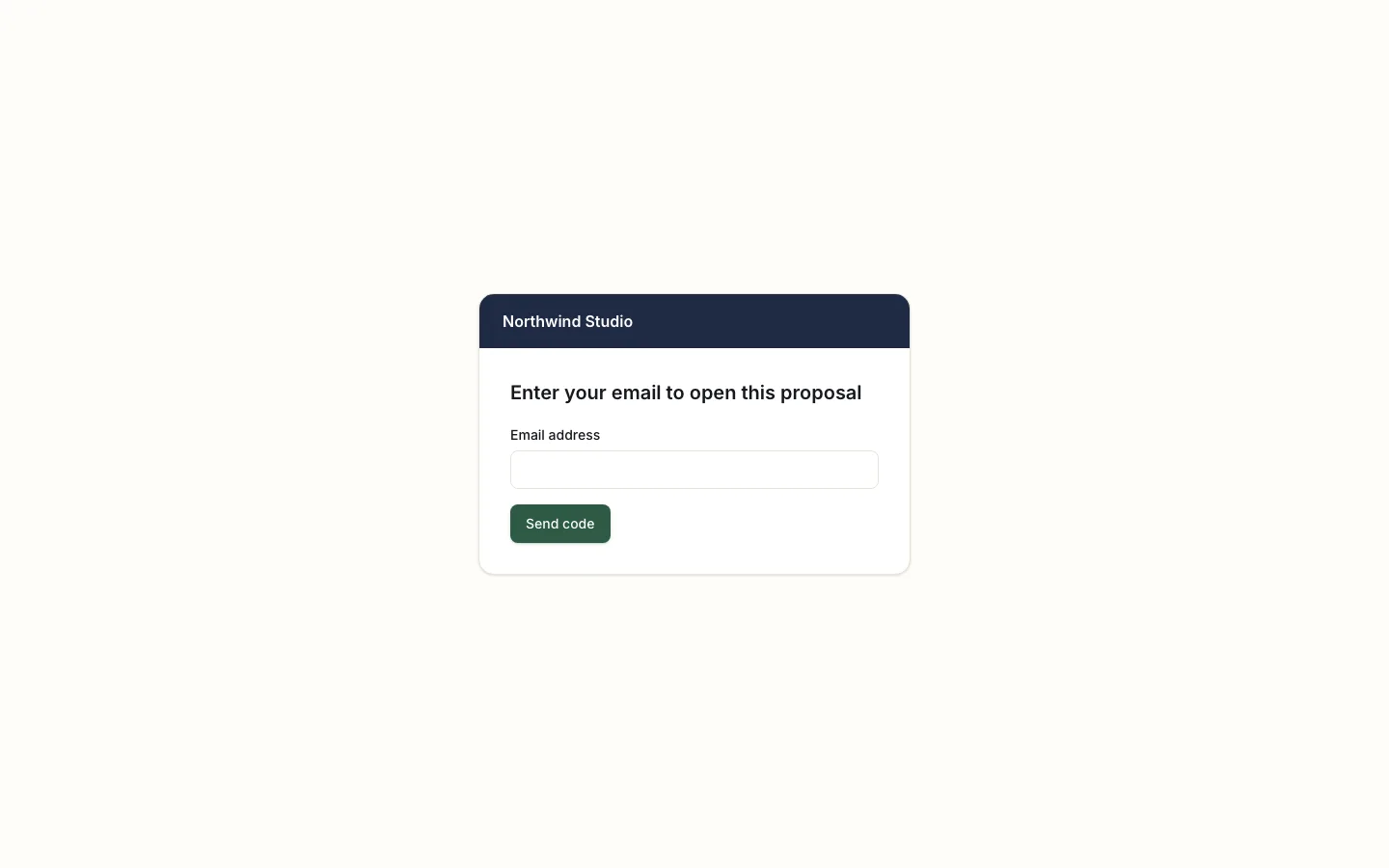 The locked proposal asking for an email address